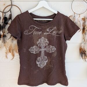 Petrol Cross beaded true love baby tee L